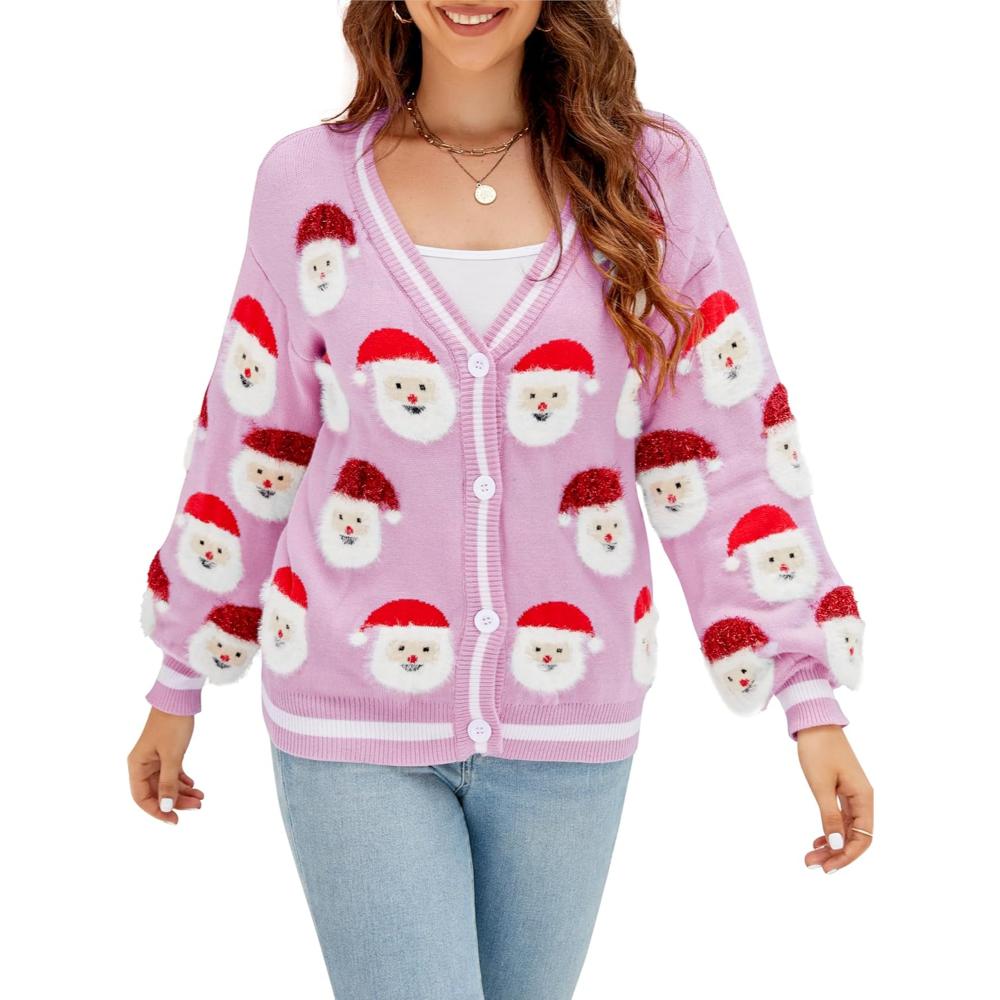 Holiday Cardigan Sweater With Button Detail-Cozy Knit Sets