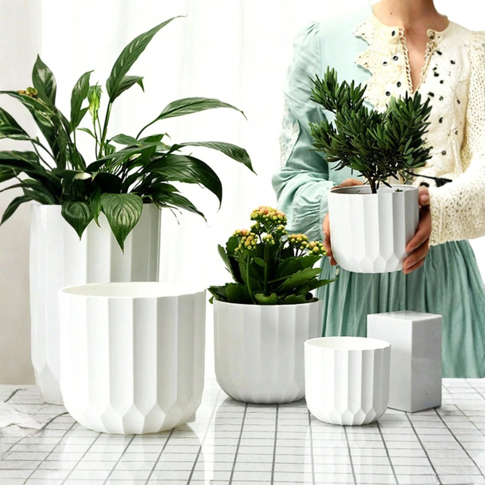 Thickened Vertical Stripe Indoor Desktop Flower Pot