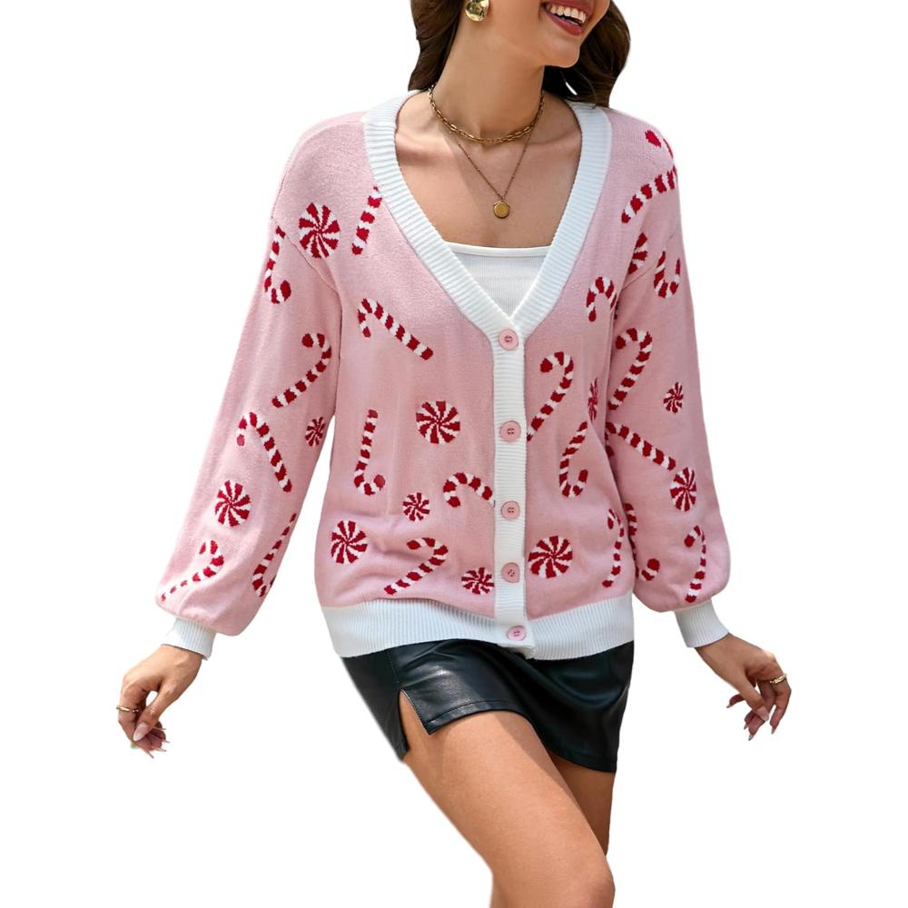 Holiday Cardigan Sweater With Button Detail-Cozy Knit Sets