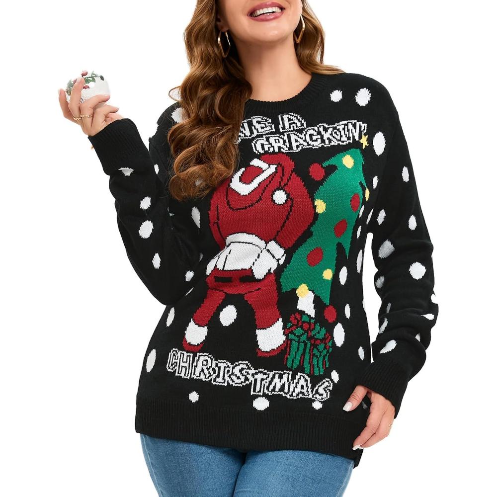 Festive Christmas Sweater With Holiday Print-Cozy Knit Sets