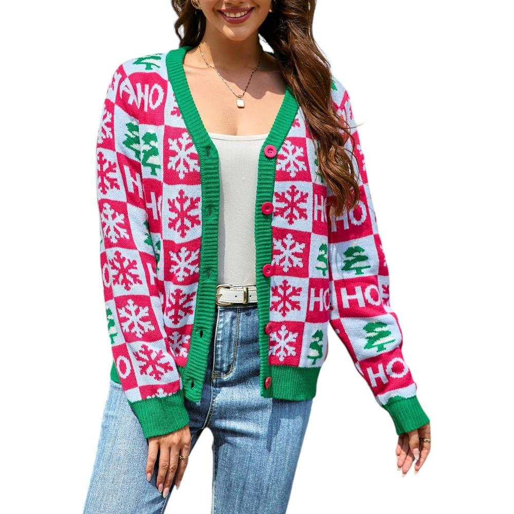 Holiday Cardigan Sweater With Button Detail-Cozy Knit Sets