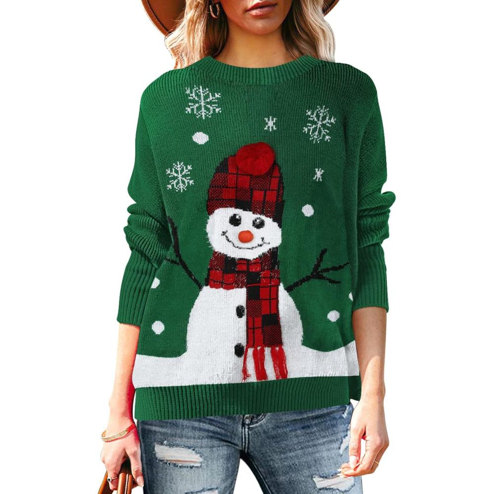 Long Sleeve Christmas Sweater With Holiday Print-Cozy Knit Sets