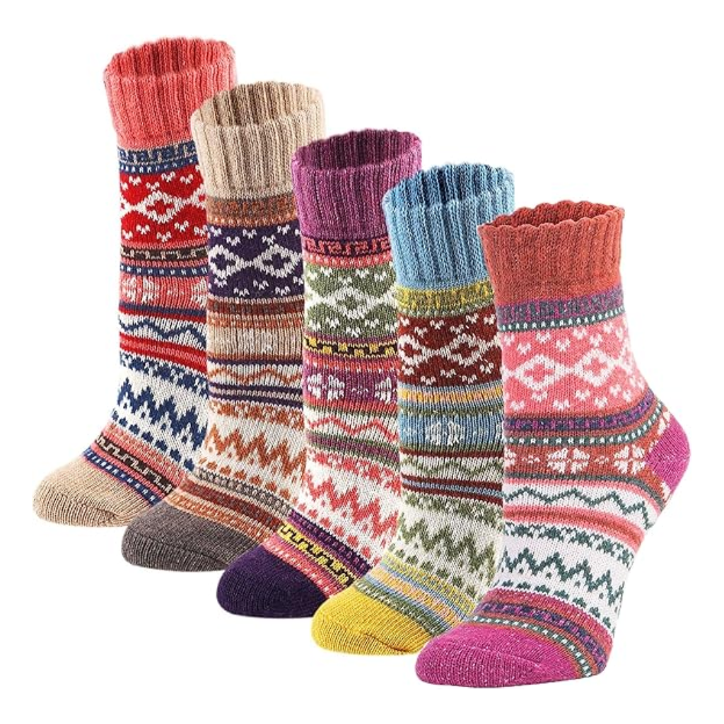 Geometric Knit Crew Pattern Blend Socks