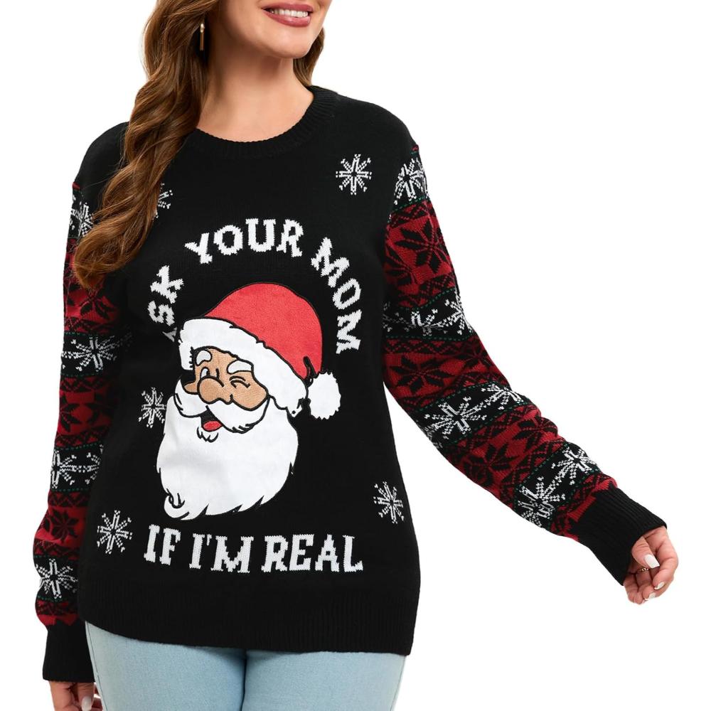 Festive Christmas Sweater With Holiday Print-Cozy Knit Sets