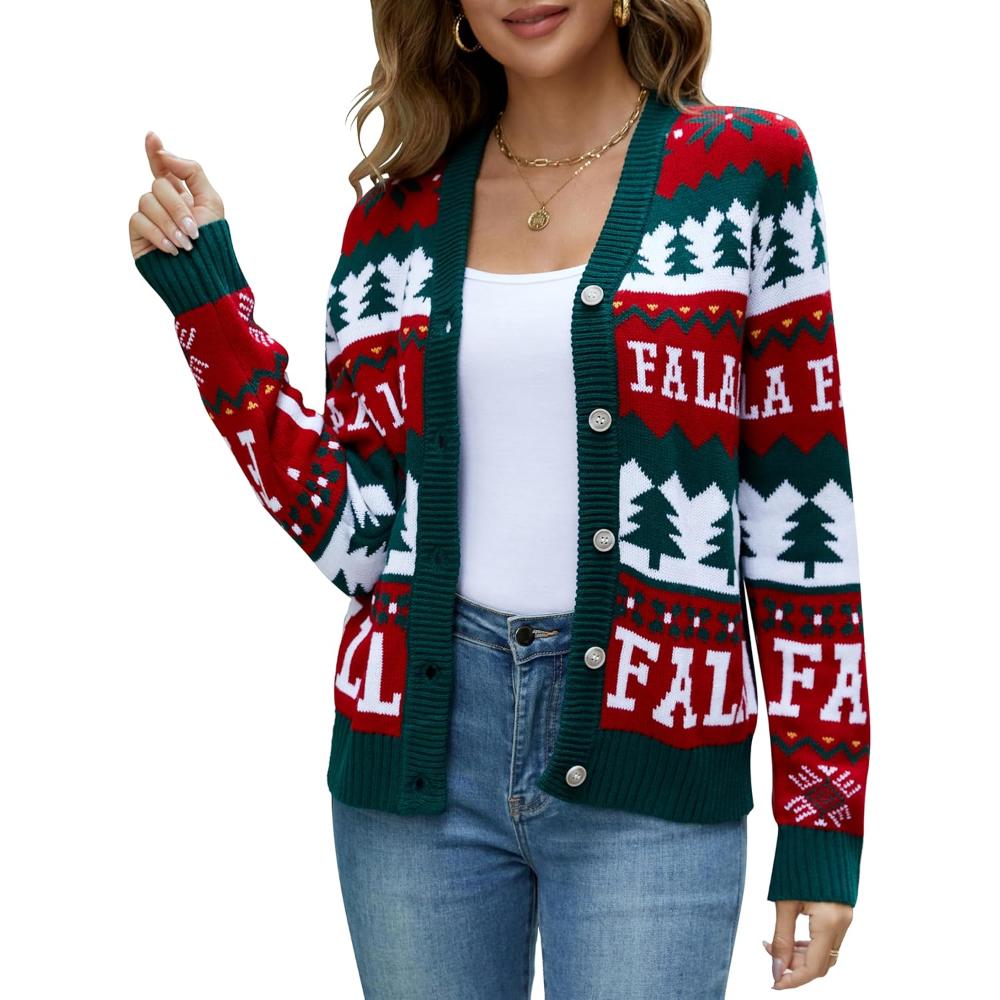 Holiday Cardigan Sweater With Button Detail-Cozy Knit Sets