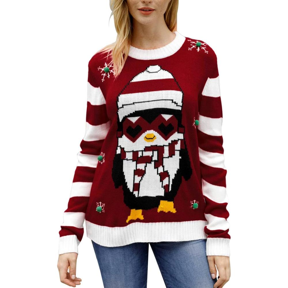 Long Sleeve Christmas Sweater With Holiday Print-Cozy Knit Sets