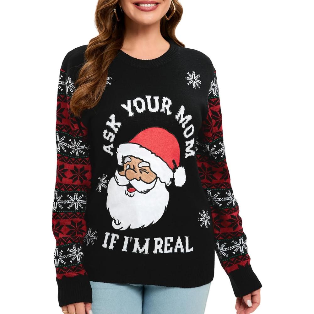 Festive Christmas Sweater With Holiday Print-Cozy Knit Sets