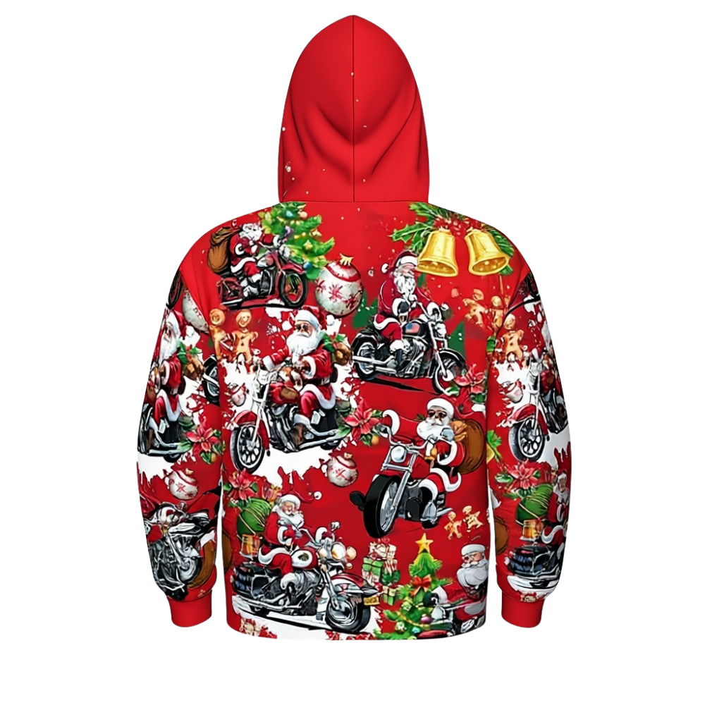 All Over Santa Costume Print Hoodie With Pocket