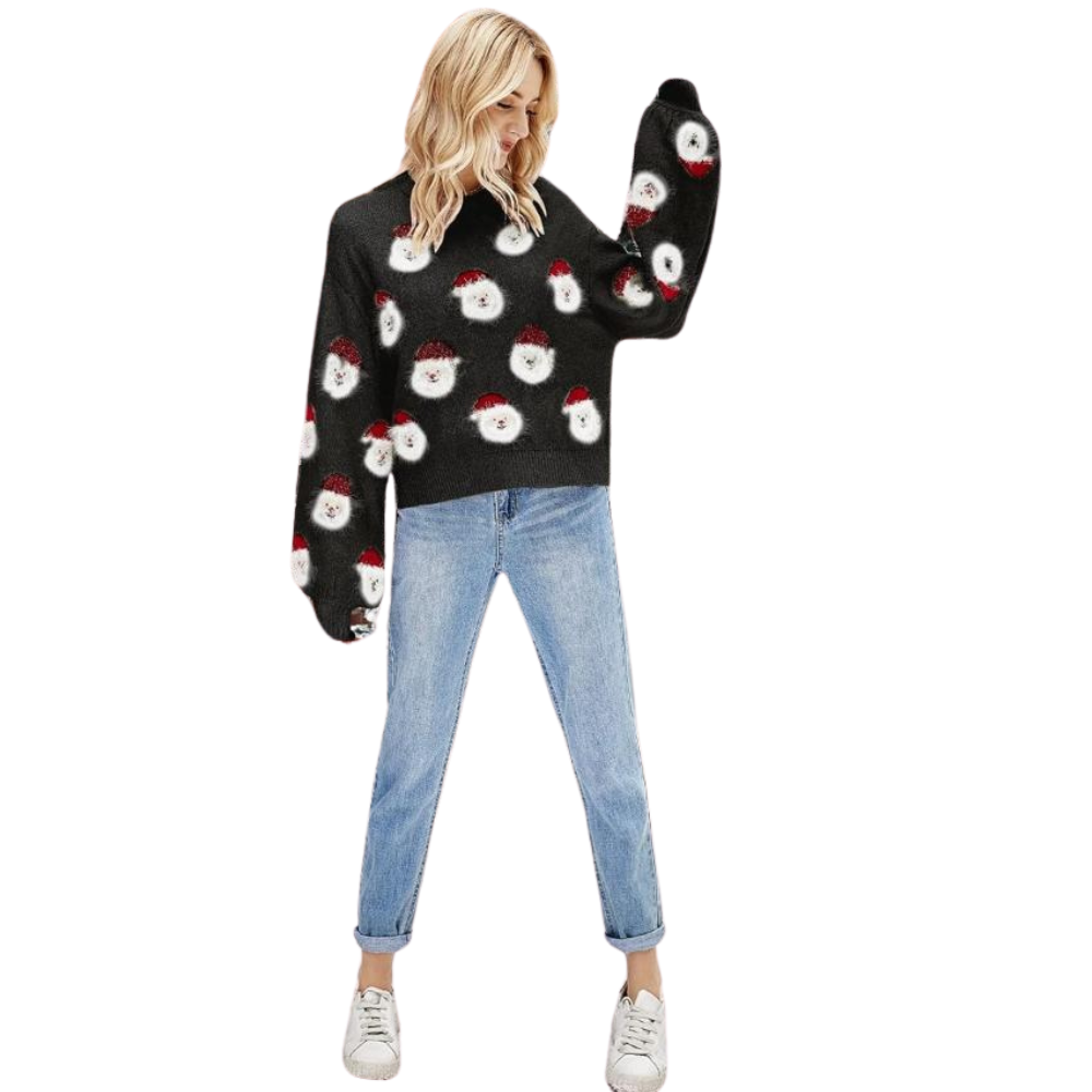 Cheerful Knitted Sweater With A Christmas Holiday Theme-Cozy Knit Sets