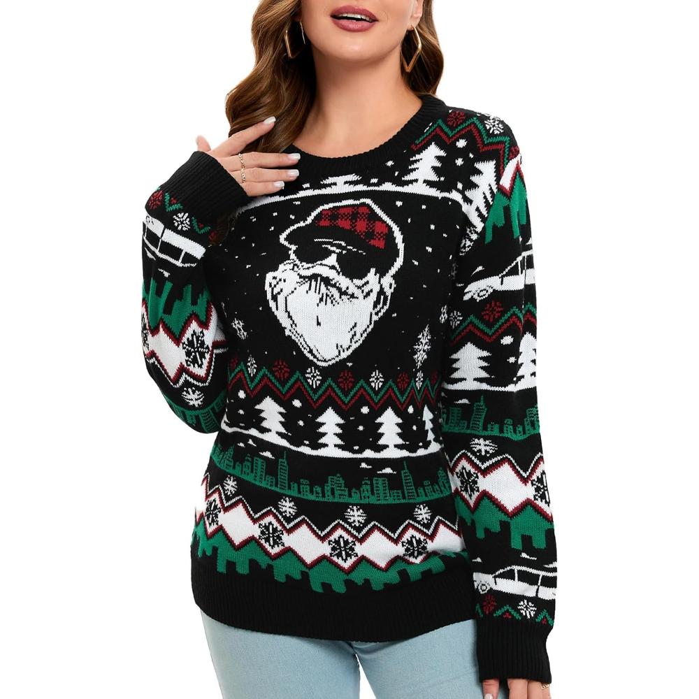 Festive Christmas Sweater With Holiday Print-Cozy Knit Sets