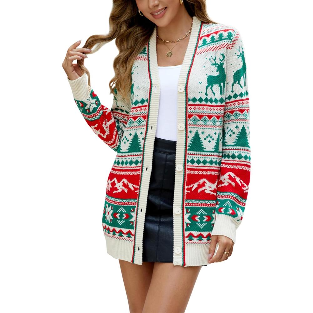Button Down Christmas Cardigan For The Holidays-Cozy Knit Sets