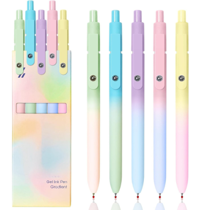 Pastel Gradient Gel Pens With 0.7mm Black Ink Retractable Pack Of 5