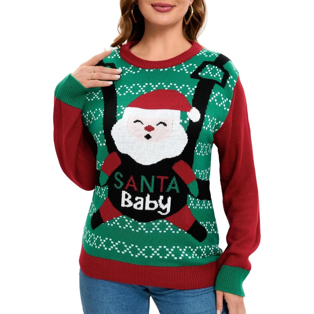 Festive Christmas Sweater With Holiday Print-Cozy Knit Sets