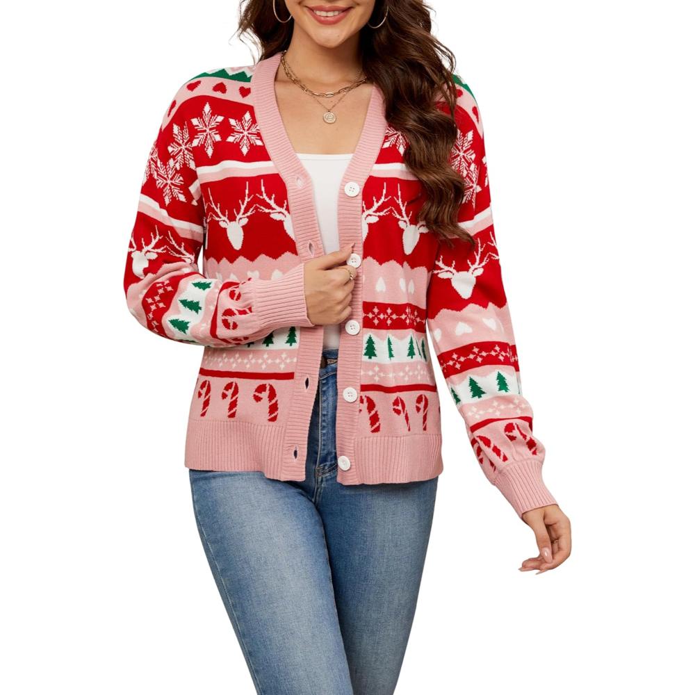 Holiday Cardigan Sweater With Button Detail-Cozy Knit Sets
