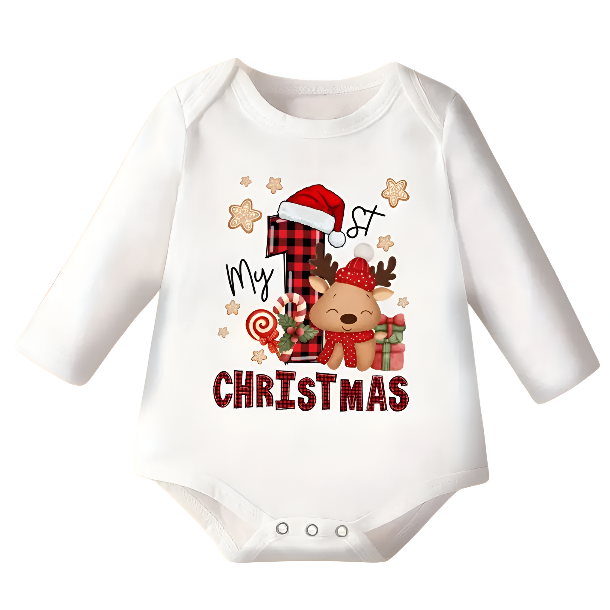 Baby Triangle Onesie With Christmas Jumpsuit