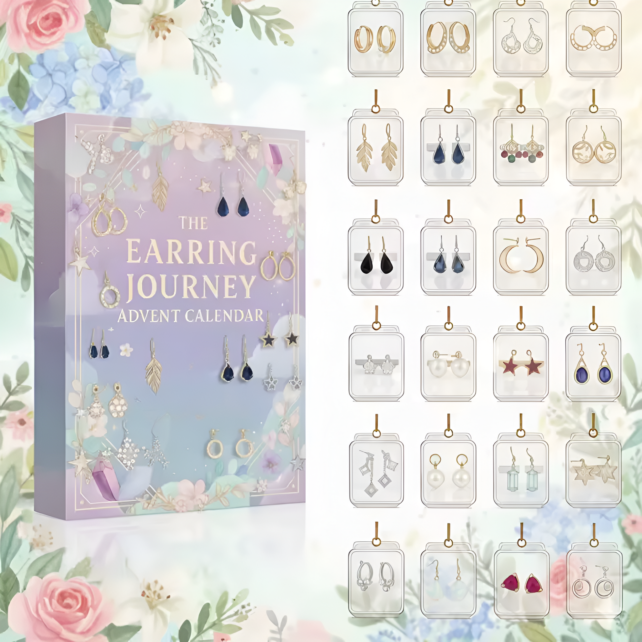 Acrylic Earring Advent Calendar Festive Countdown Gift Box