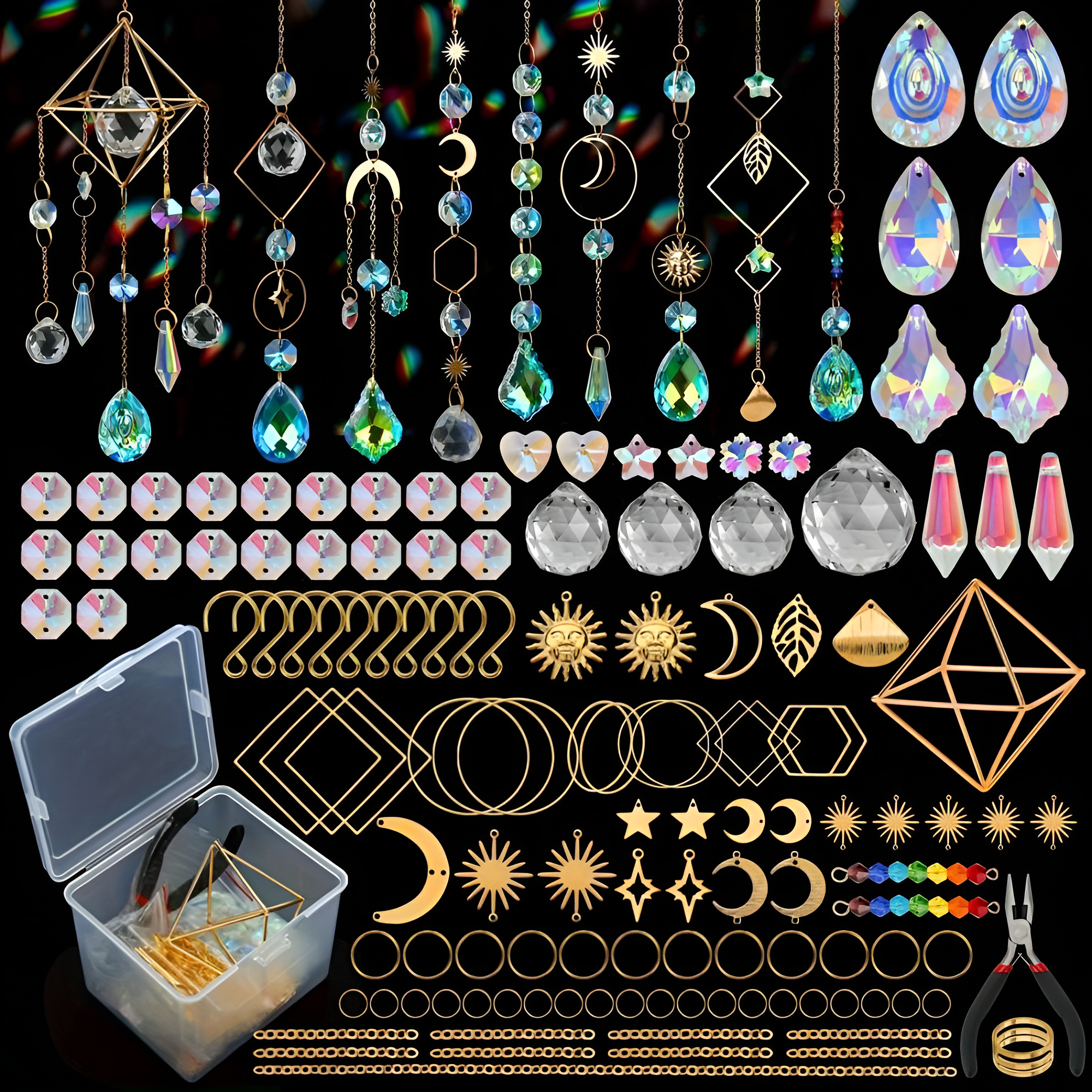 400pcs Crystal Suncatcher Making Kit, Rainbow Prism Hanging Decor Pendant For Windows
