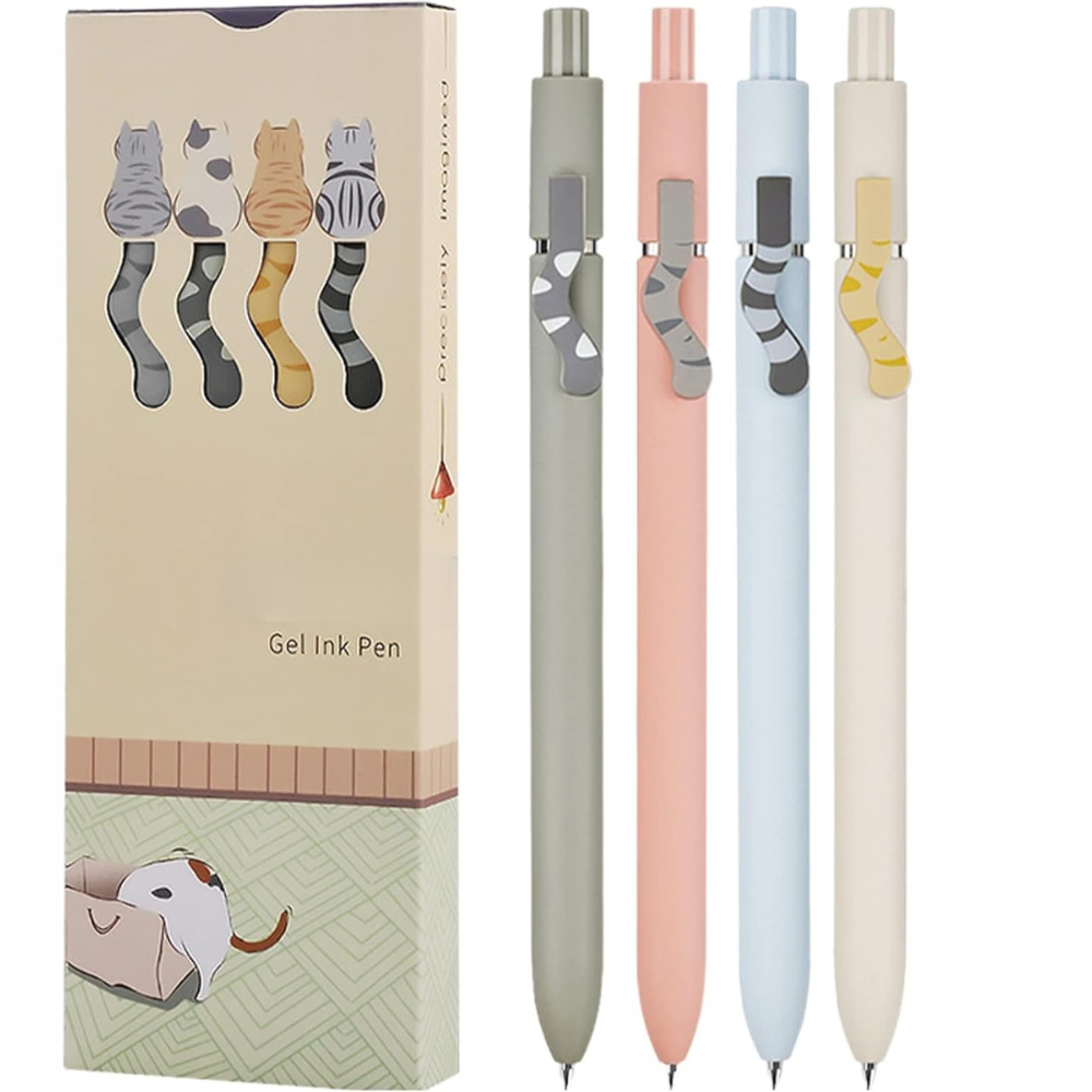 Cat Tail Gel Pens With Set 0.5mm Black Ink Fine Point Set Of 4