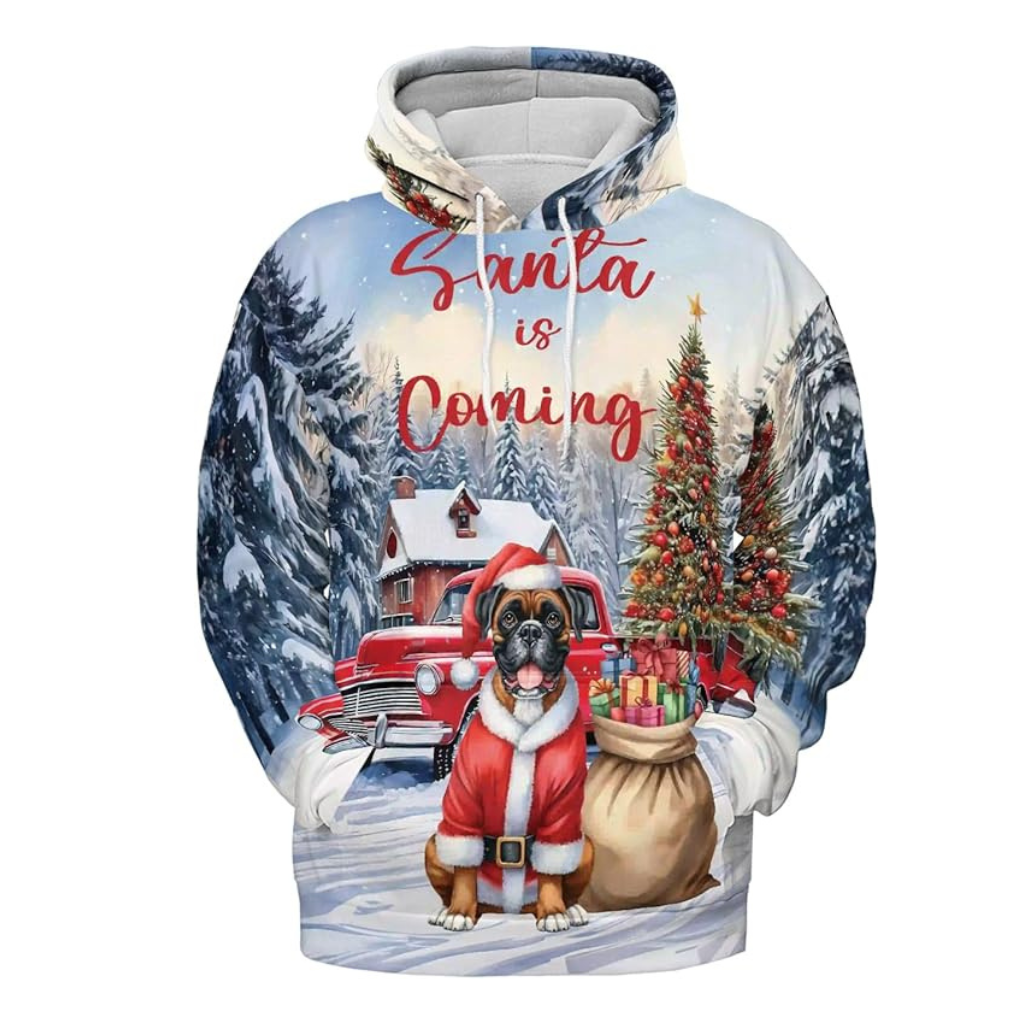 Christmas Santa Dog Truck Tree All Over Print 3D Zip Hoodie