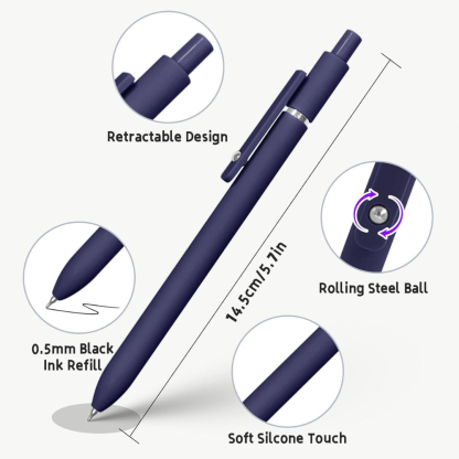 Retractable With Soft Matte Finish Gel Ink Pens
