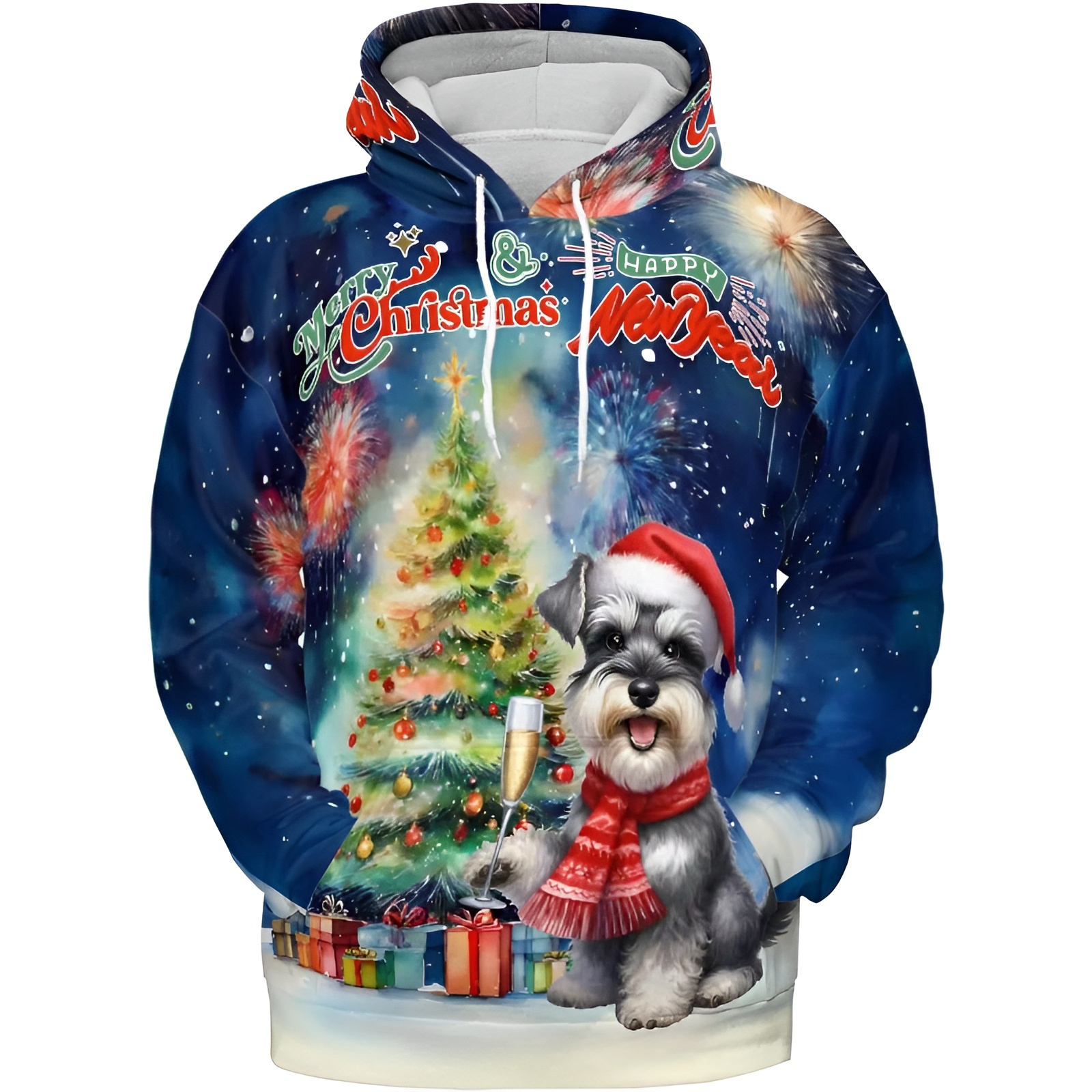 Christmas New Year Santa Dog Holiday Hoodie