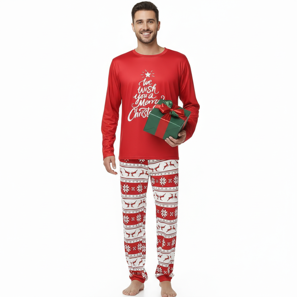 Matching Family Christmas Pajamas Sets With Bear Print For Winter Holidays