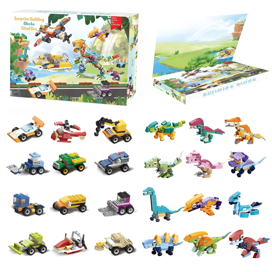 Christmas Advent Calendar Building Blocks Box DIY Christmas Train Tree Bricks for Kid Christmas Gift 24 Days