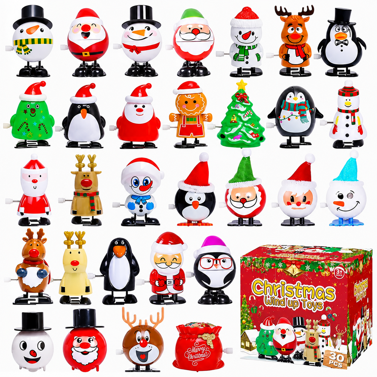 30 Pieces Christmas Wind Up Toys For Kids     