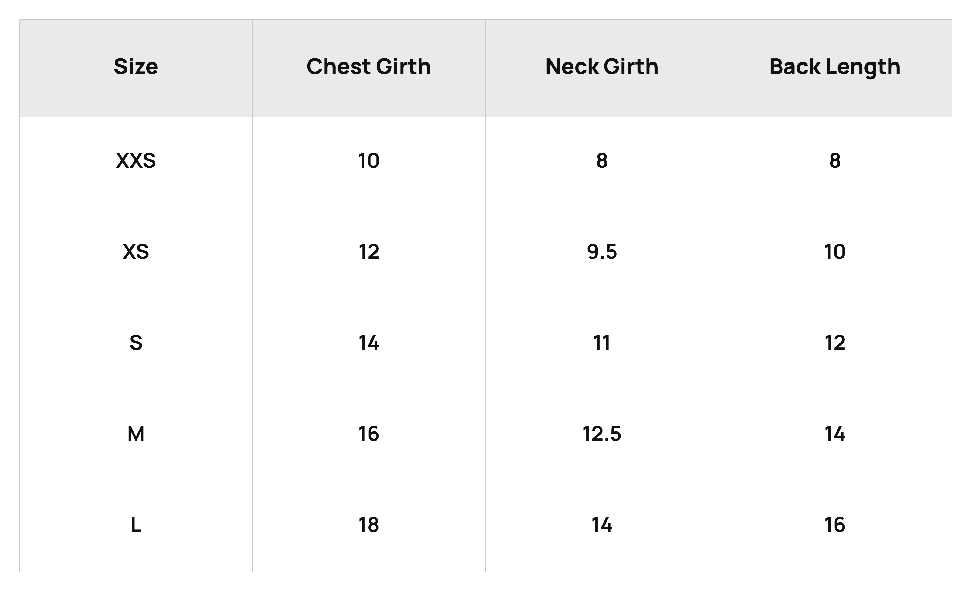 Size Chart