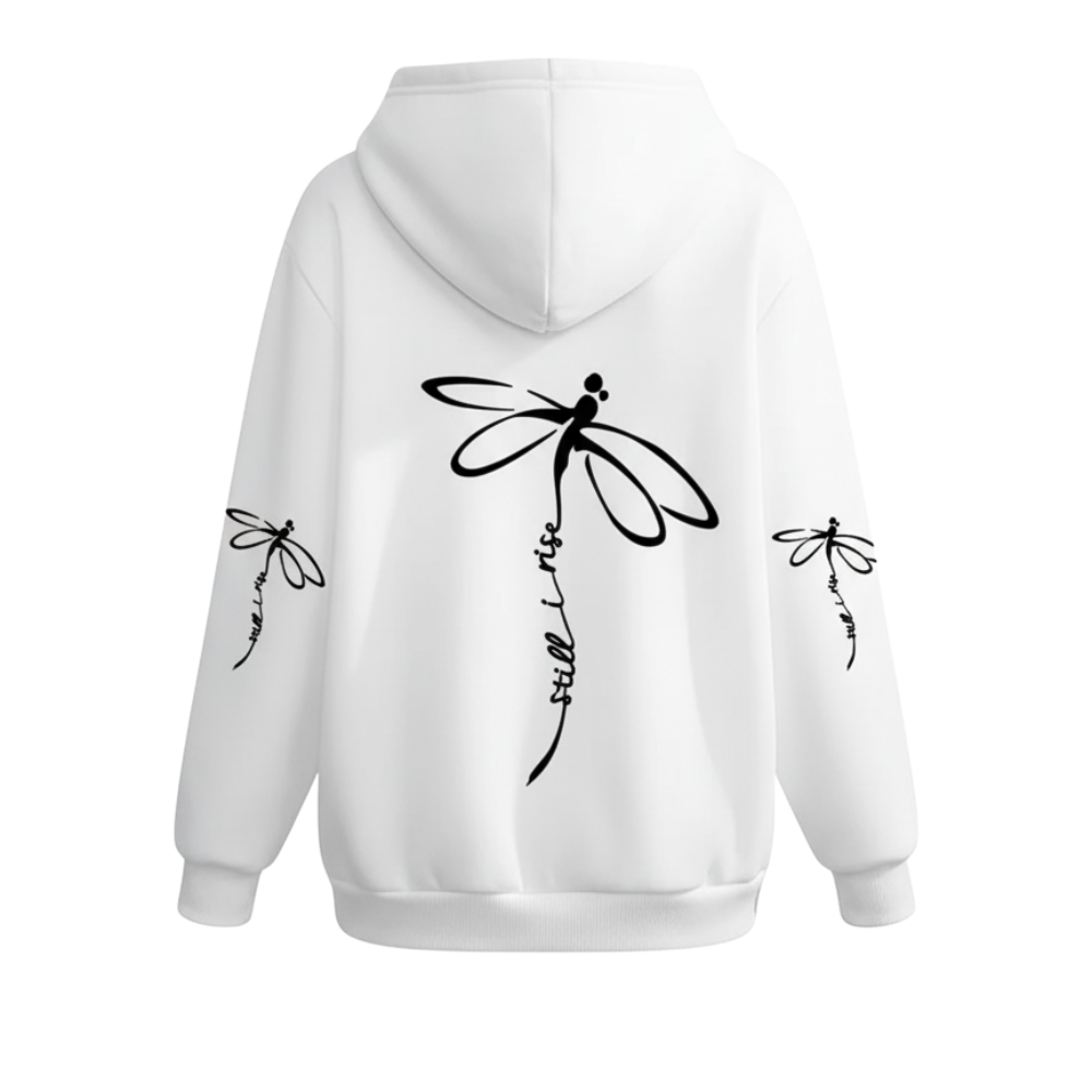 Dragonfly Print Long Sleeve Pullover Casual Hoodie