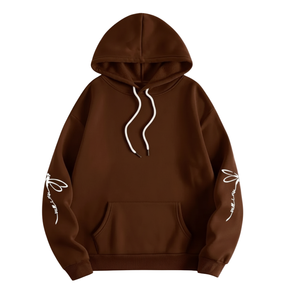 Dragonfly Print Long Sleeve Pullover Casual Hoodie