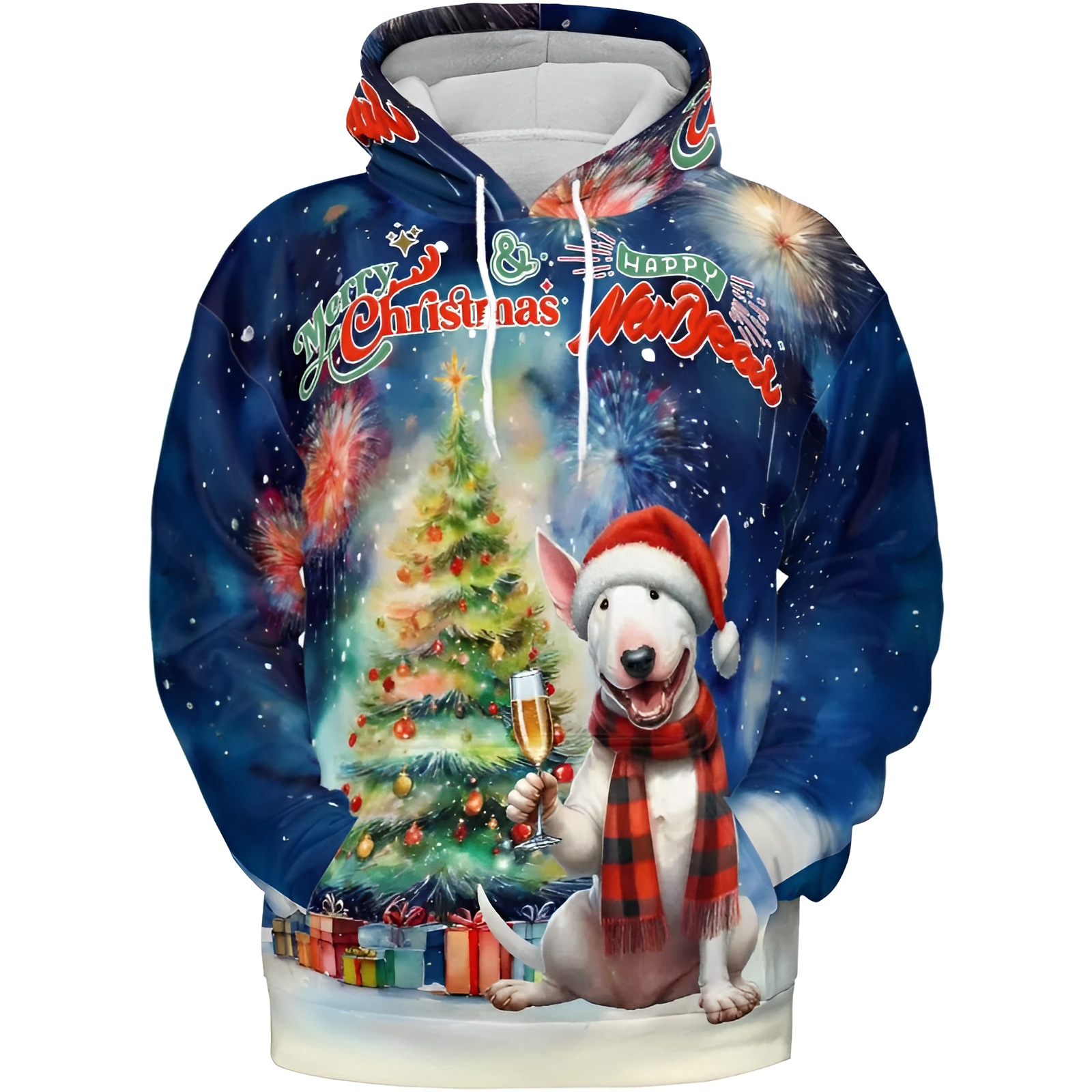 Christmas New Year Santa Dog Holiday Hoodie