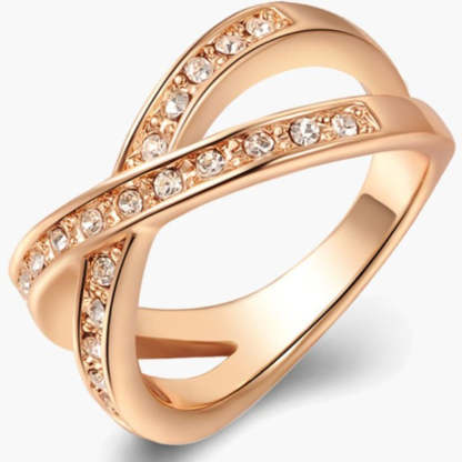 Cross Band Crystal Accent Ring