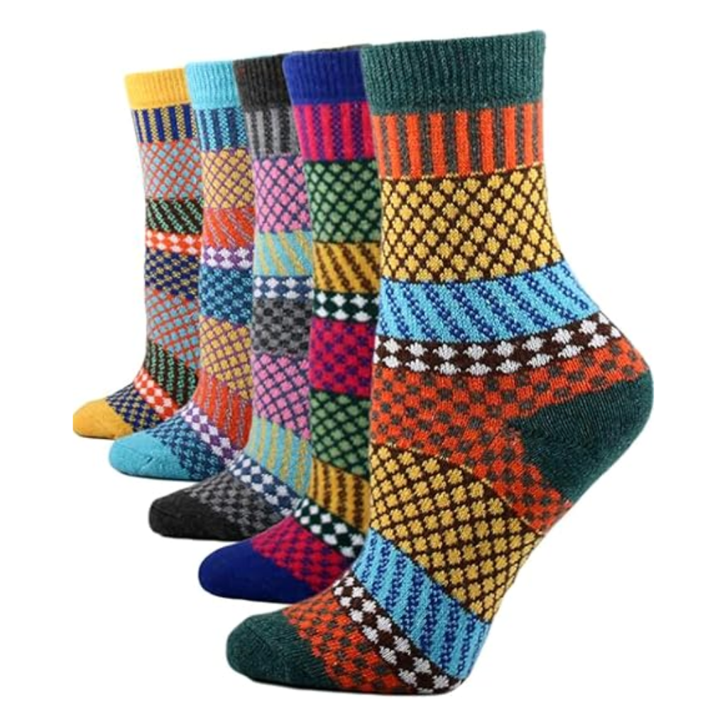 Geometric Knit Crew Pattern Blend Socks