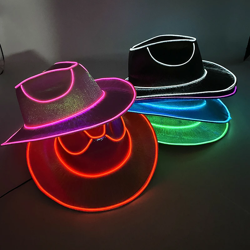 LED Cowboy Hat With Glowing Light Bar