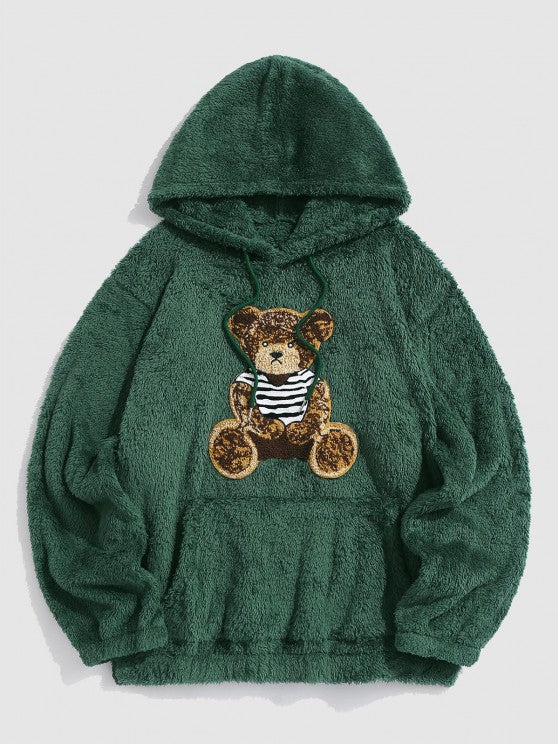 Bear Terry Embroidered Teddy Hoodies - Amzemart