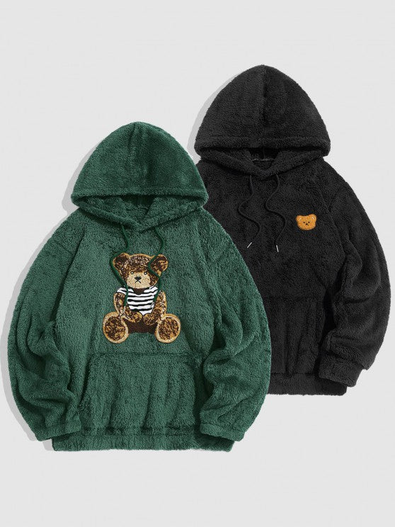 Bear Terry Embroidered Teddy Hoodies - Amzemart