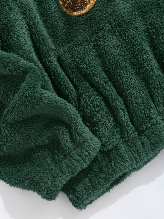 Bear Terry Embroidered Teddy Hoodies - Amzemart