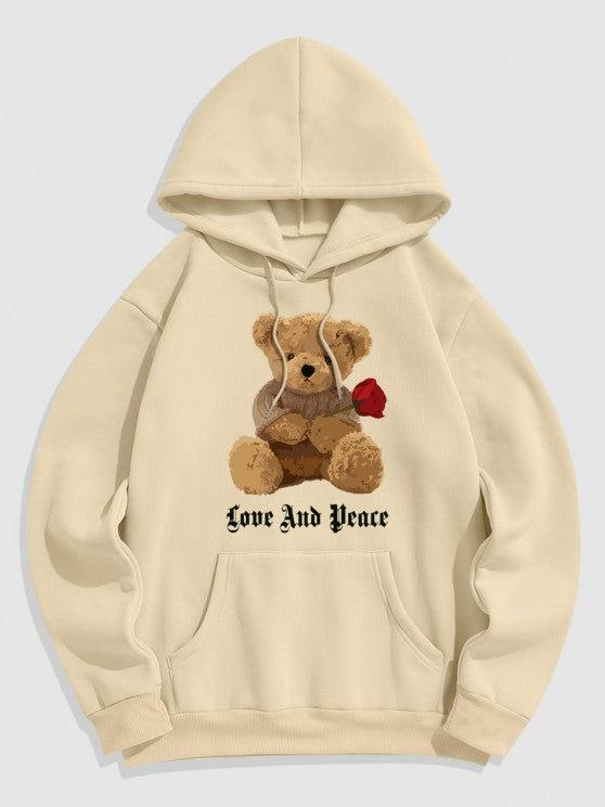 2 Pieces Bear Embroidery Hoodie Set - Amzemart