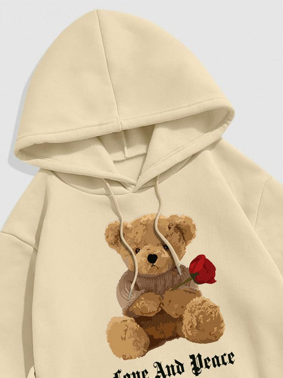 2 Pieces Bear Embroidery Hoodie Set - Amzemart