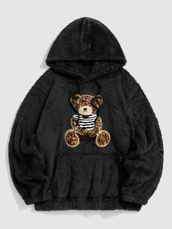 2 Pieces Bear Embroidery Hoodie Set - Amzemart