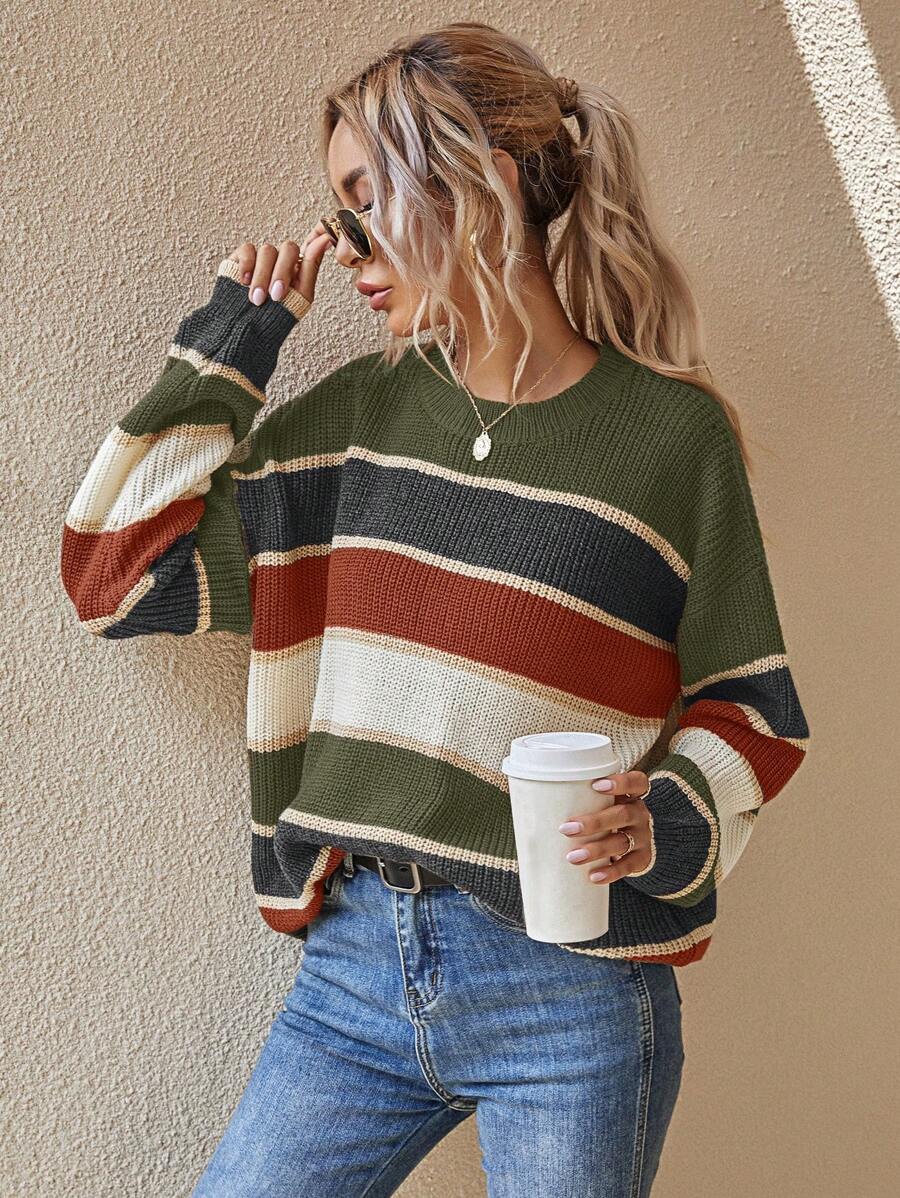 Block Christmas Pullover Sweater For Women