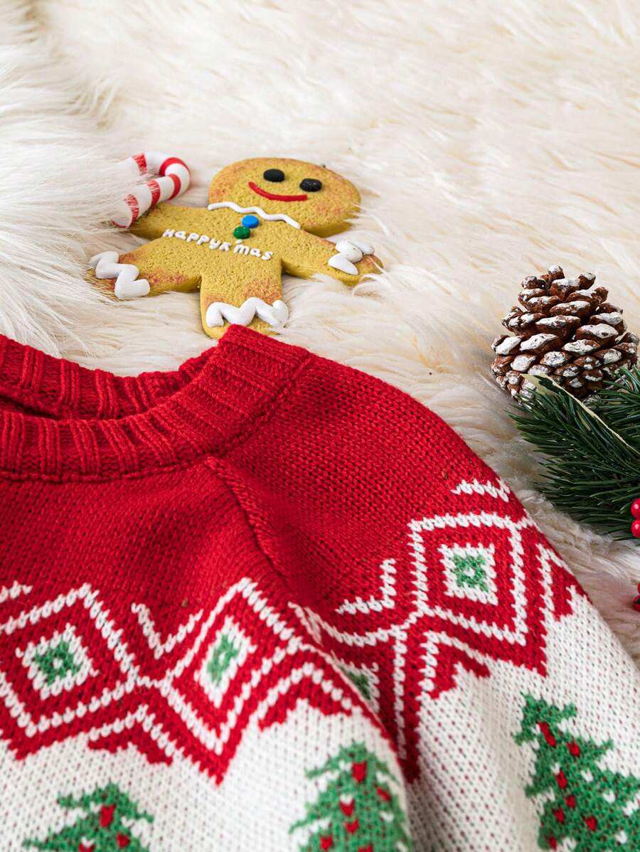 Plus Size Women Christmas Round Neck Raglan Sleeve Long Sleeve Casual Sweater, Autumn/Winter - Multicolor - View 3