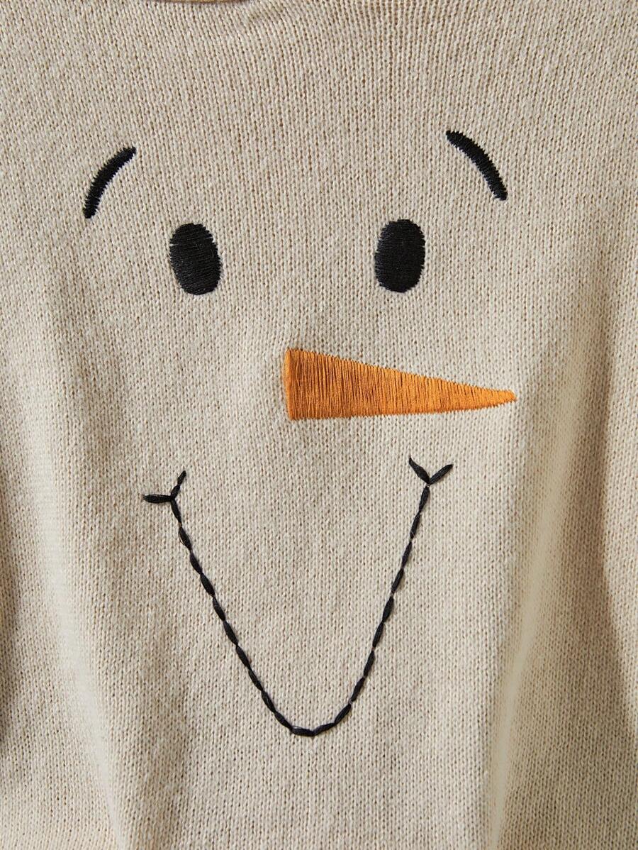 2024 Autumn/Winter New 3D Christmas Pattern Hoodie Pullover Long Sleeve Loose Versatile Sweater - Khaki - View 4