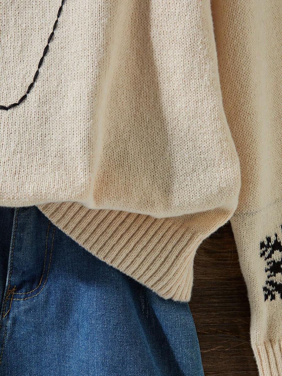 2024 Autumn/Winter New 3D Christmas Pattern Hoodie Pullover Long Sleeve Loose Versatile Sweater - Khaki - View 7