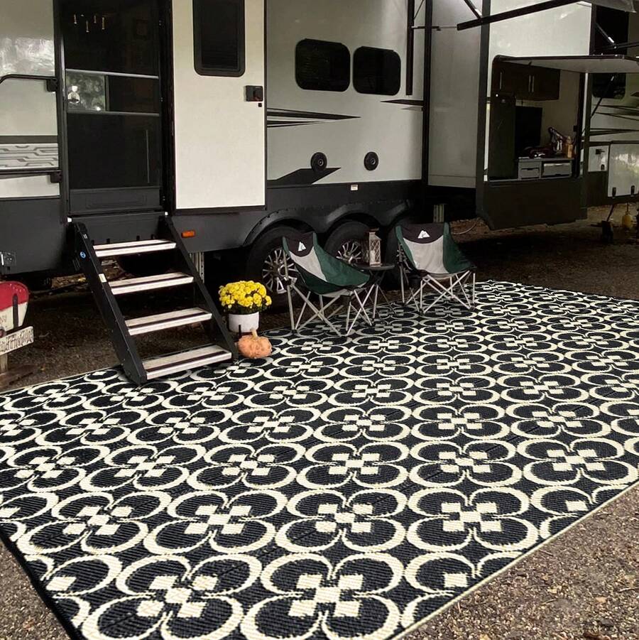 Premium Outdoor Rug Waterproof 5x7 FT, Non-Slip Heavy Duty Patio Carpet For All Weather, Easy Clean PP Rug