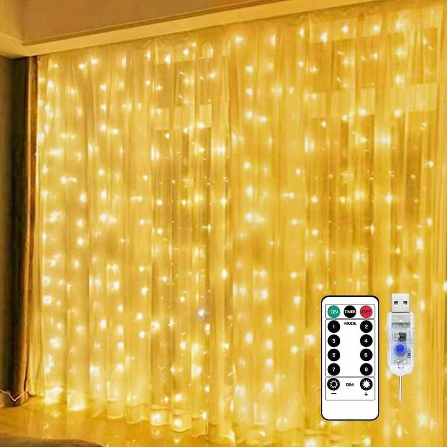 8 Mode Window Curtain Christmas Lights For Bedroom Decor  