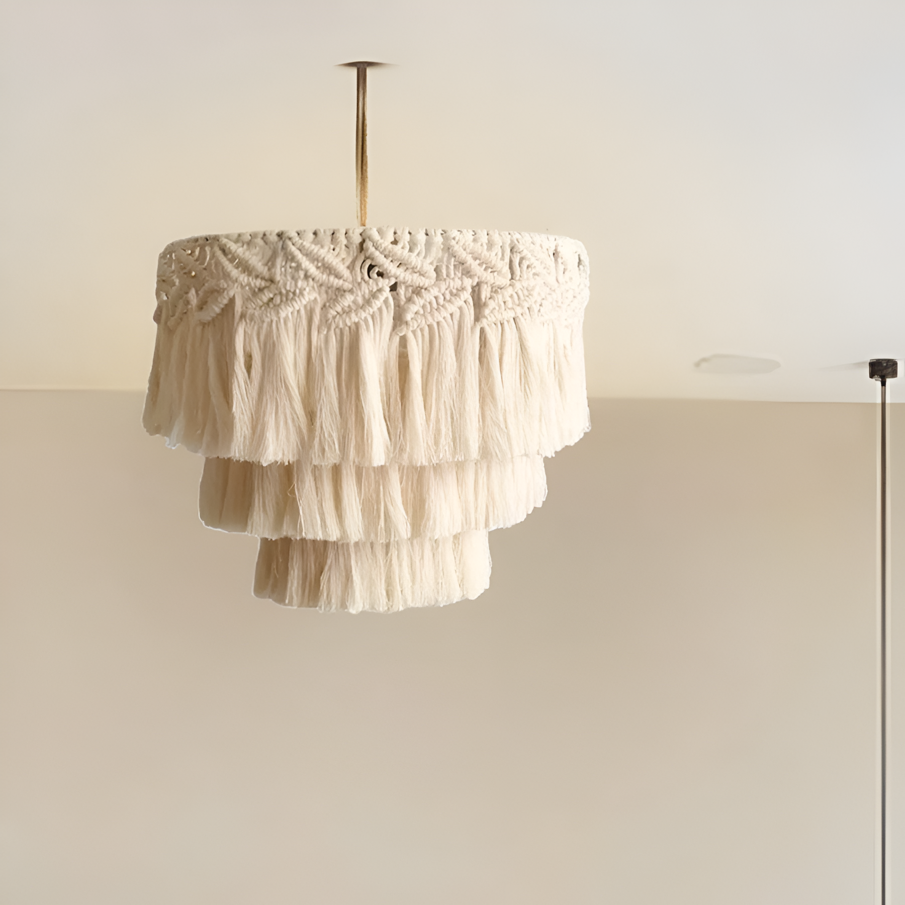Boho Woven Macrame Design Hanging Lampshade With Pendant Light 