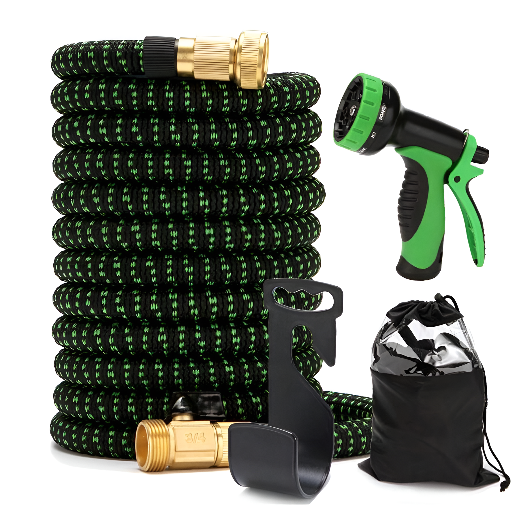 25-100 FT Garden Expandable Hoses - New Upgrated 2025 Flexible Water Hose - Kink-Less Car Wash Pipes With Solid Brass Connector, Leakproof Lightweight Expanding Hoses For Yard,Pet