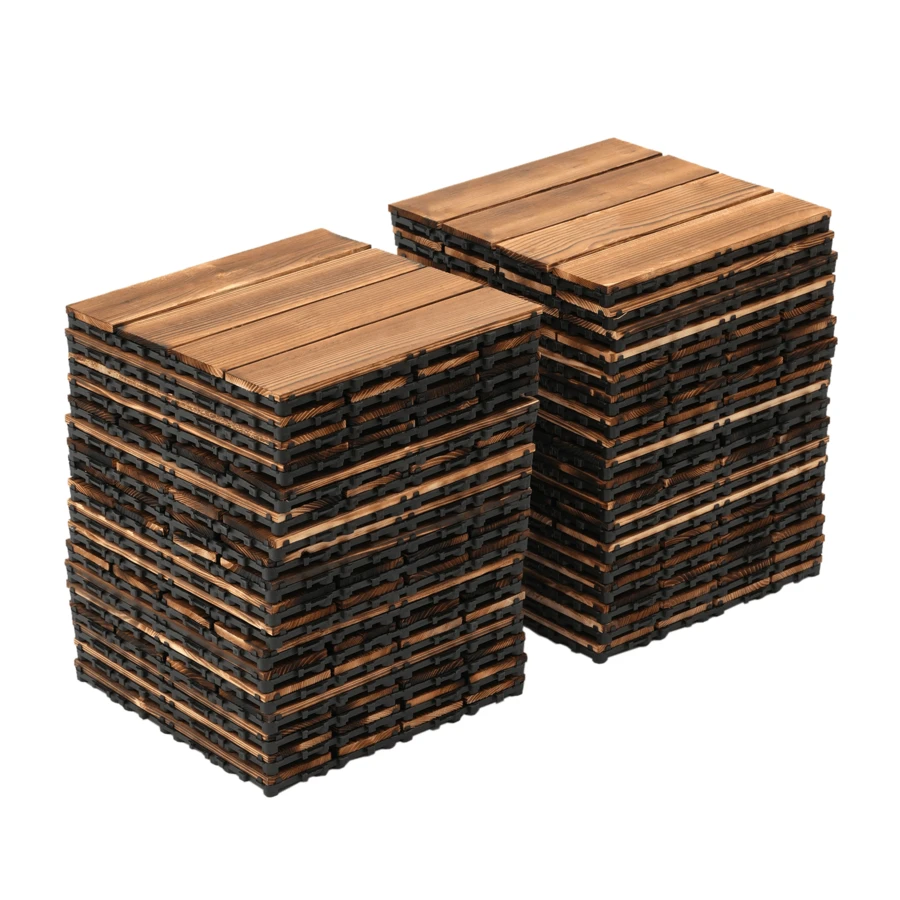 Wood Flooring Interlocking Deck Tiles For Patio Decor 12"X12" 36 Pack Garden Floor Boards Set, Indoor & Outdoor Decor - Balcony Garden Floor Tiles